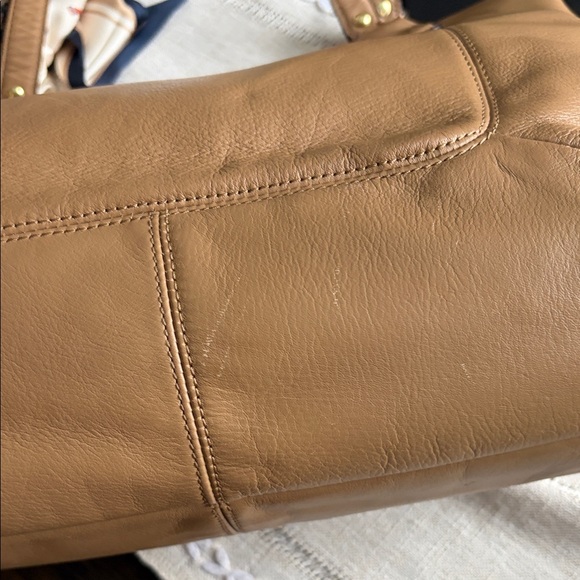 Coach Campbell Belle Tan Leather Shoulder Tote with Scarf - Picture 11 of 12